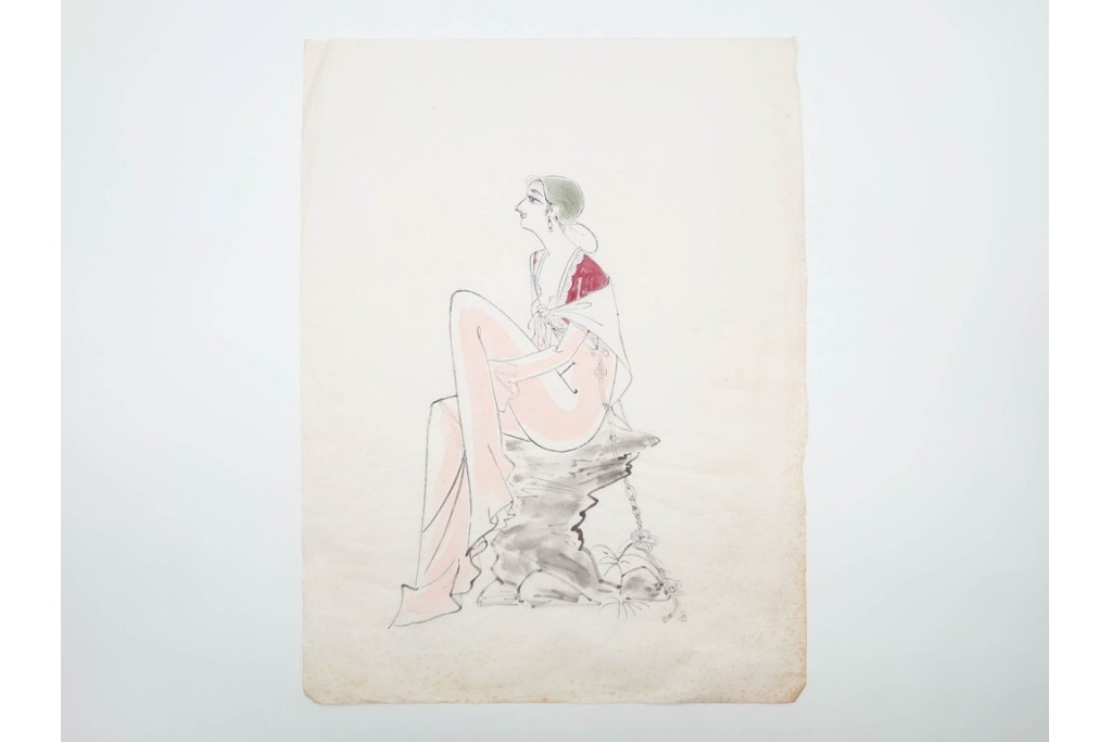 真作　小島功　肉筆　艶やかな女性たちを描いた水彩画など9枚セット　(R-091177)
