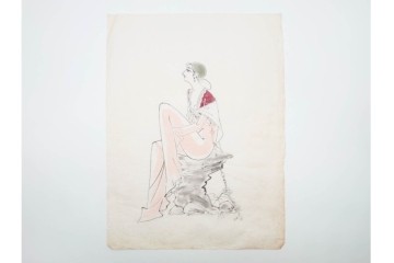 真作　小島功　肉筆　艶やかな女性たちを描いた水彩画など9枚セット　(R-091177)
