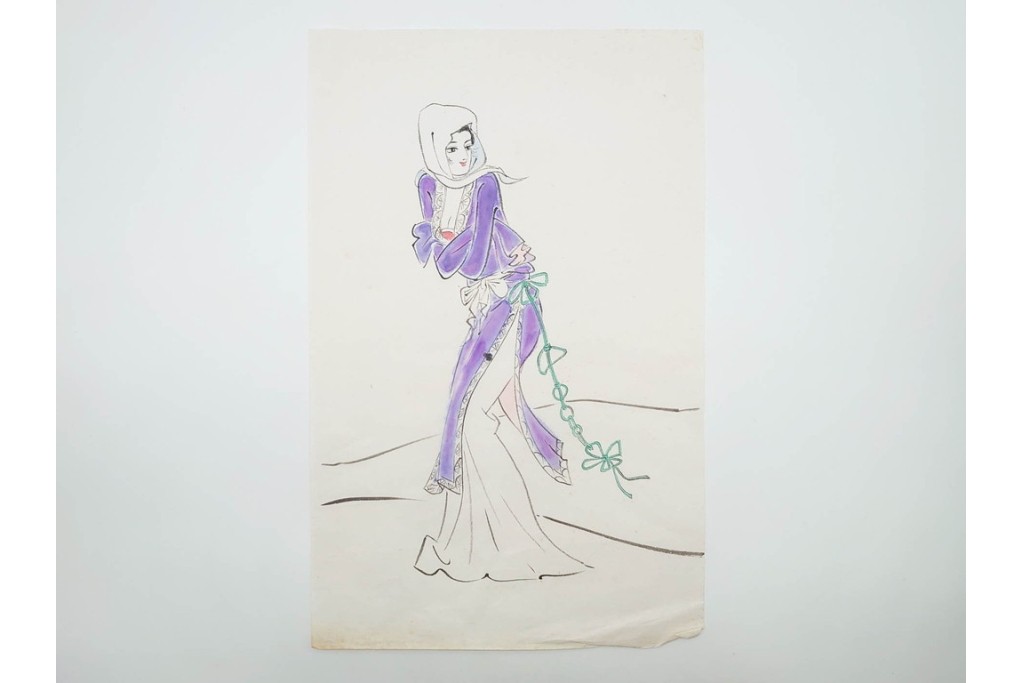 真作　小島功　肉筆　艶やかな女性たちを描いた水彩画など9枚セット　(R-091177)