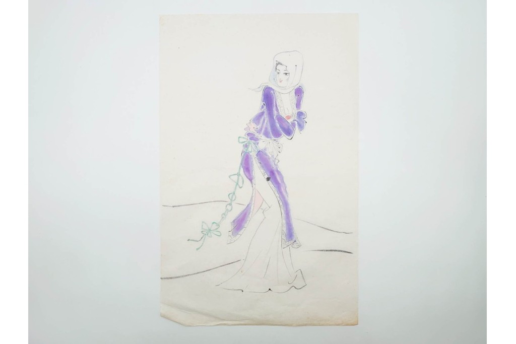 真作　小島功　肉筆　艶やかな女性たちを描いた水彩画など9枚セット　(R-091177)