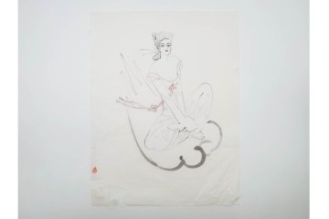 真作　小島功　肉筆　艶やかな女性たちを描いた水彩画など9枚セット　(R-091177)