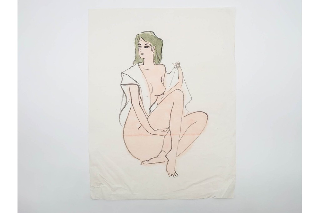 真作　小島功　肉筆　艶やかな女性たちを描いた水彩画など9枚セット　(R-091177)