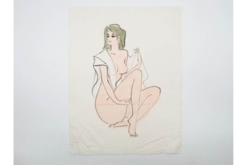 真作　小島功　肉筆　艶やかな女性たちを描いた水彩画など9枚セット　(R-091177)