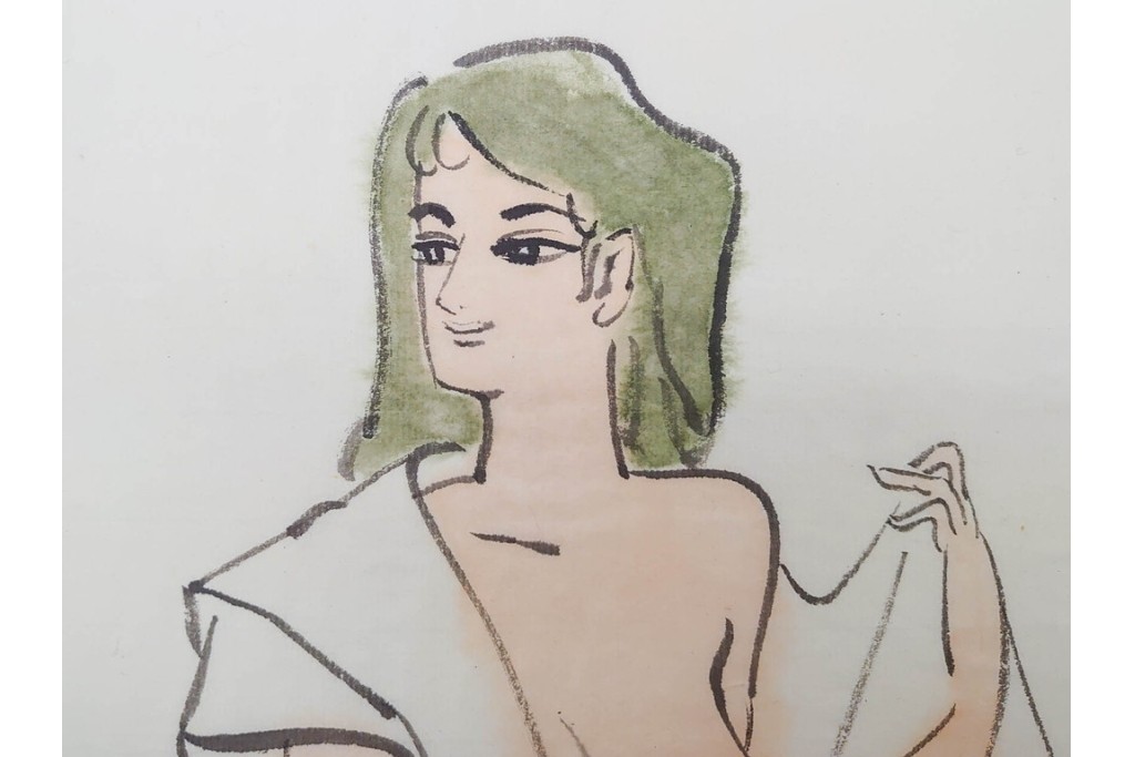 真作　小島功　肉筆　艶やかな女性たちを描いた水彩画など9枚セット　(R-091177)