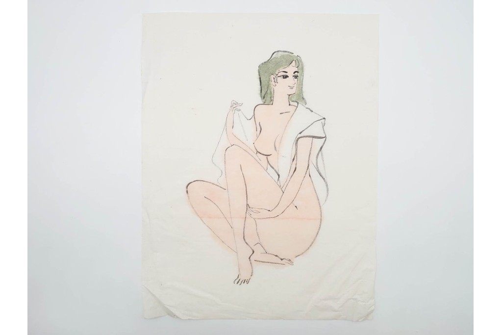 真作　小島功　肉筆　艶やかな女性たちを描いた水彩画など9枚セット　(R-091177)