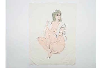 真作　小島功　肉筆　艶やかな女性たちを描いた水彩画など9枚セット　(R-091177)