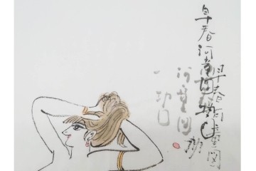 真作　小島功　肉筆　艶やかな女性たちを描いた水彩画など9枚セット　(R-091177)