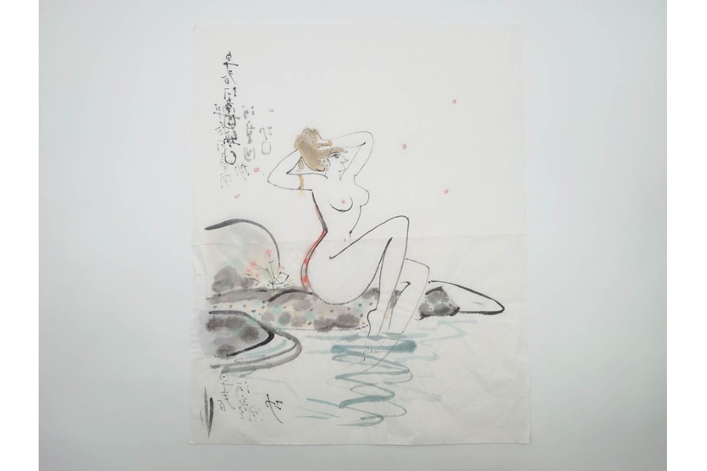 真作　小島功　肉筆　艶やかな女性たちを描いた水彩画など9枚セット　(R-091177)