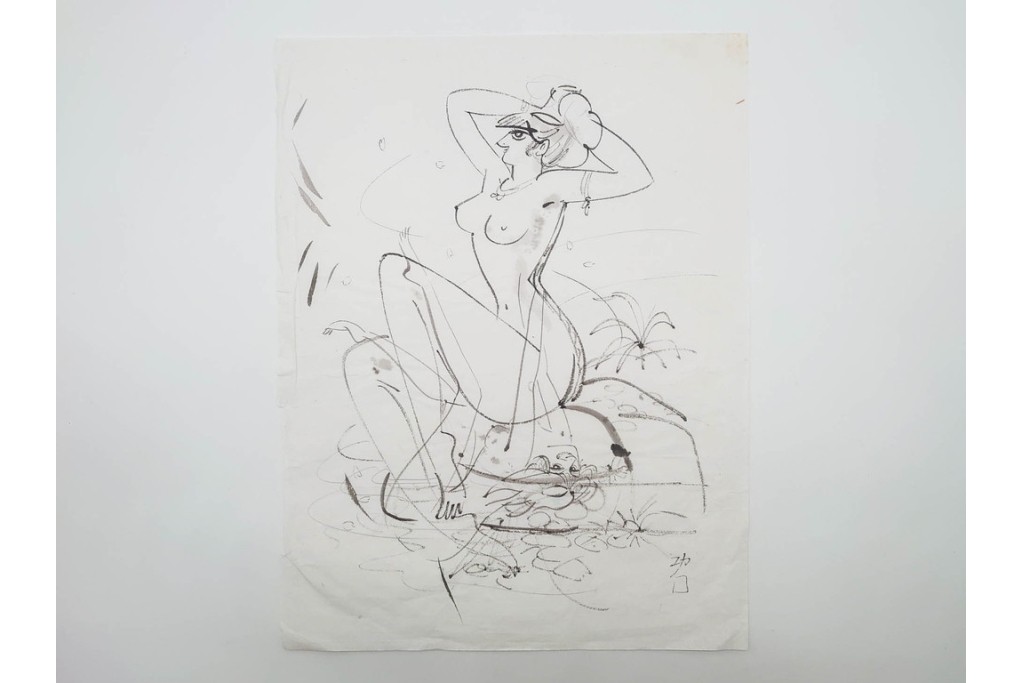 真作　小島功　肉筆　艶やかな女性たちを描いた水彩画など9枚セット　(R-091177)