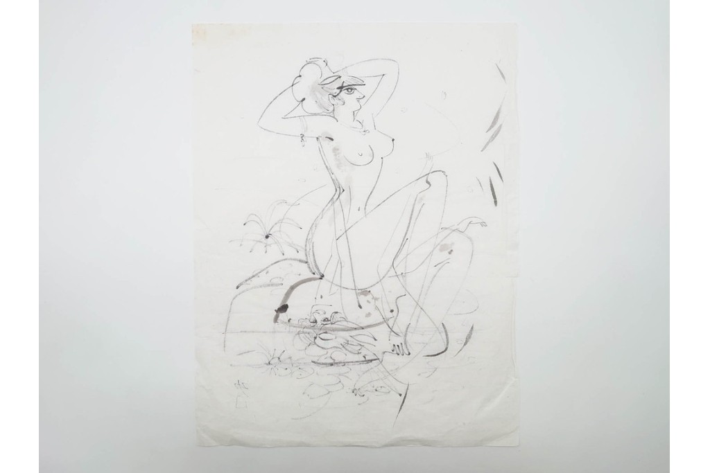 真作　小島功　肉筆　艶やかな女性たちを描いた水彩画など9枚セット　(R-091177)