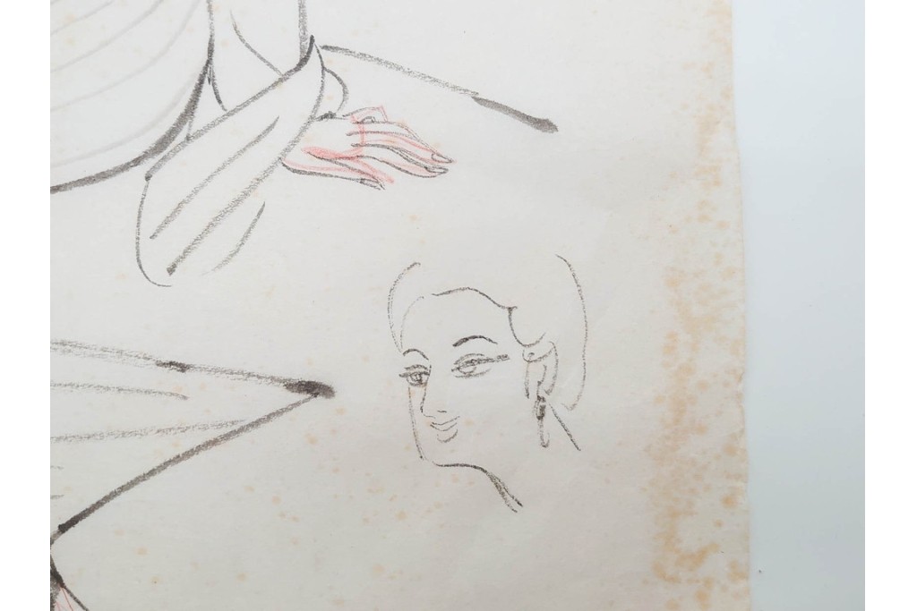 真作　小島功　肉筆　個性豊かな女性像を描いたスケッチ19枚セット　(R-091178)