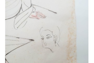 真作　小島功　肉筆　個性豊かな女性像を描いたスケッチ19枚セット　(R-091178)