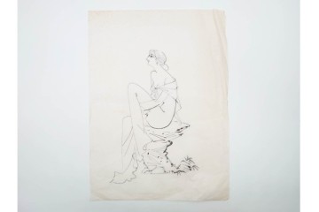 真作　小島功　肉筆　個性豊かな女性像を描いたスケッチ19枚セット　(R-091178)
