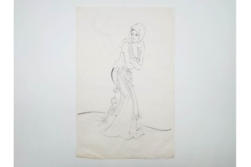 真作　小島功　肉筆　個性豊かな女性像を描いたスケッチ19枚セット　(R-091178)