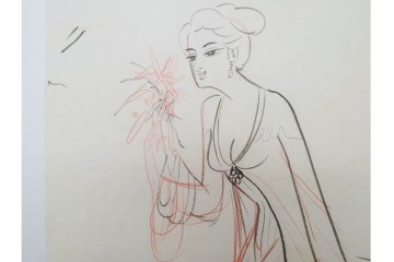真作　小島功　肉筆　個性豊かな女性像を描いたスケッチ19枚セット　(R-091178)