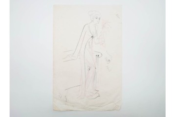 真作　小島功　肉筆　個性豊かな女性像を描いたスケッチ19枚セット　(R-091178)