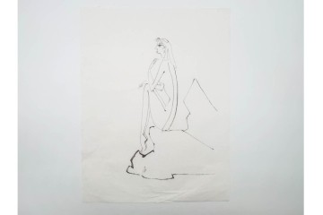真作　小島功　肉筆　個性豊かな女性像を描いたスケッチ19枚セット　(R-091178)