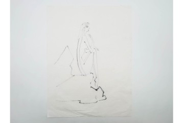 真作　小島功　肉筆　個性豊かな女性像を描いたスケッチ19枚セット　(R-091178)