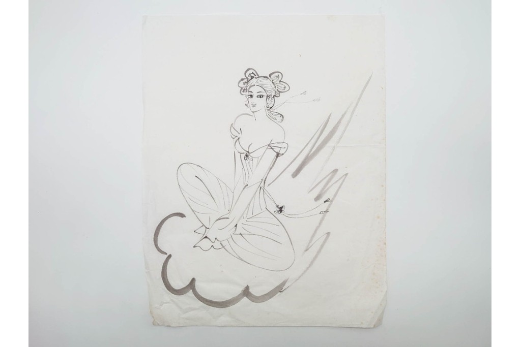 真作　小島功　肉筆　個性豊かな女性像を描いたスケッチ19枚セット　(R-091178)