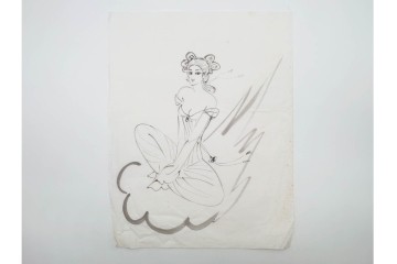 真作　小島功　肉筆　個性豊かな女性像を描いたスケッチ19枚セット　(R-091178)