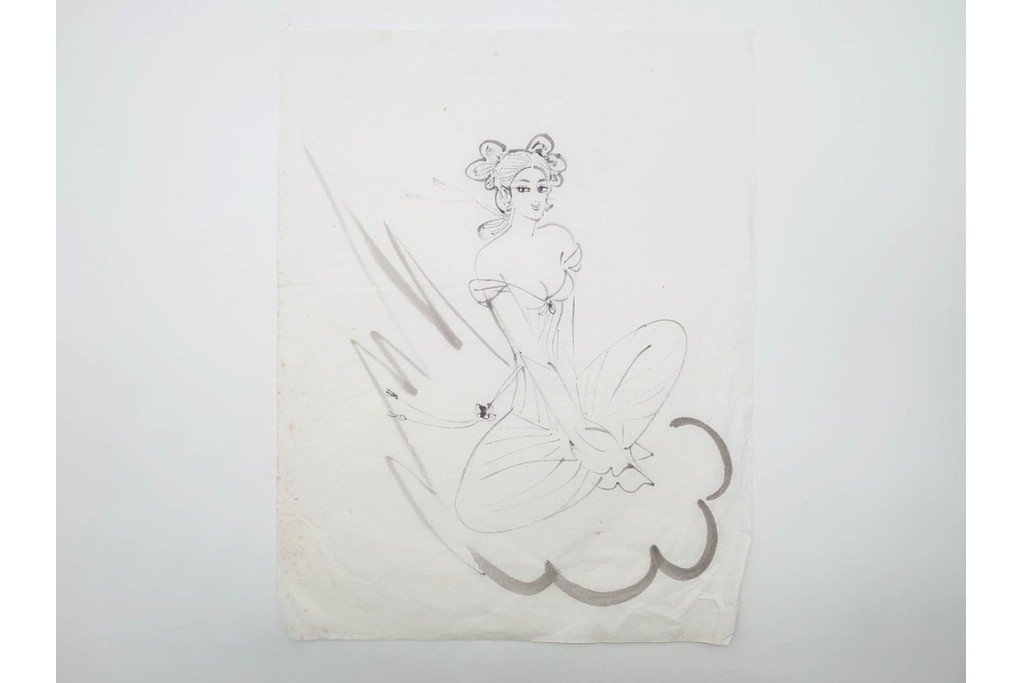 真作　小島功　肉筆　個性豊かな女性像を描いたスケッチ19枚セット　(R-091178)