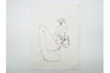 真作　小島功　肉筆　個性豊かな女性像を描いたスケッチ19枚セット　(R-091178)