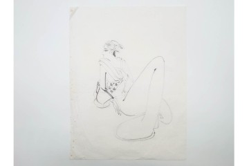 真作　小島功　肉筆　個性豊かな女性像を描いたスケッチ19枚セット　(R-091178)