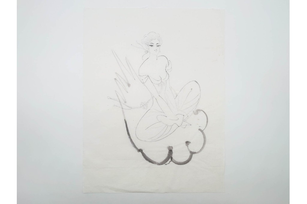 真作　小島功　肉筆　個性豊かな女性像を描いたスケッチ19枚セット　(R-091178)