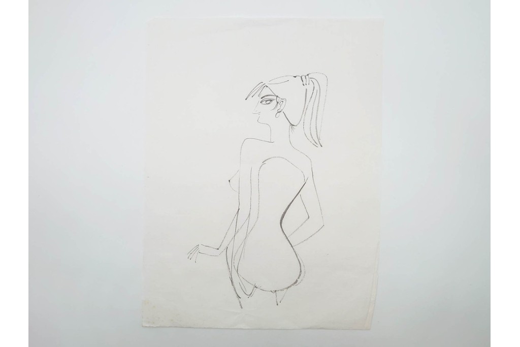 真作　小島功　肉筆　個性豊かな女性像を描いたスケッチ19枚セット　(R-091178)