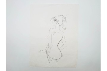 真作　小島功　肉筆　個性豊かな女性像を描いたスケッチ19枚セット　(R-091178)