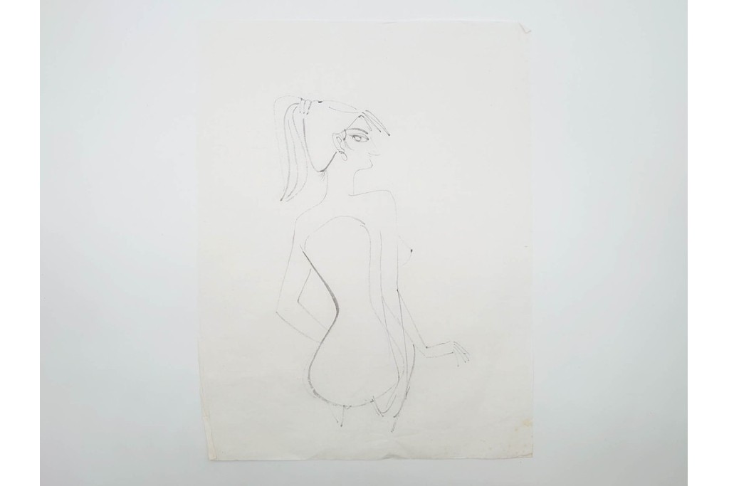 真作　小島功　肉筆　個性豊かな女性像を描いたスケッチ19枚セット　(R-091178)
