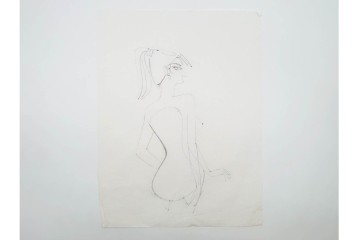 真作　小島功　肉筆　個性豊かな女性像を描いたスケッチ19枚セット　(R-091178)