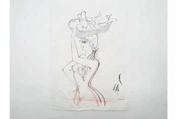 真作　小島功　肉筆　個性豊かな女性像を描いたスケッチ19枚セット　(R-091178)
