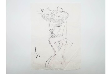 真作　小島功　肉筆　個性豊かな女性像を描いたスケッチ19枚セット　(R-091178)