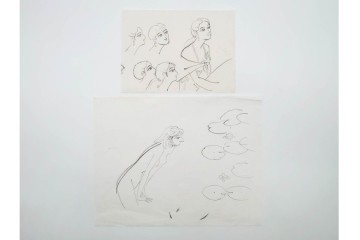 真作　小島功　肉筆　個性豊かな女性像を描いたスケッチ19枚セット　(R-091178)