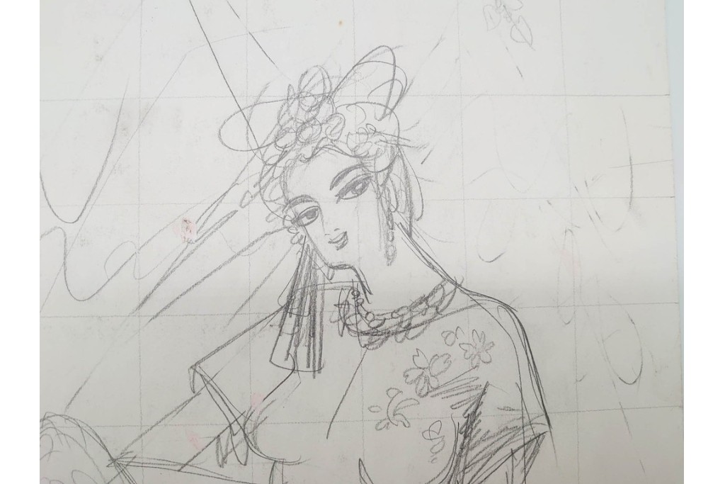 真作　小島功　肉筆　個性豊かな女性像を描いたスケッチ15枚セット　(R-091179)