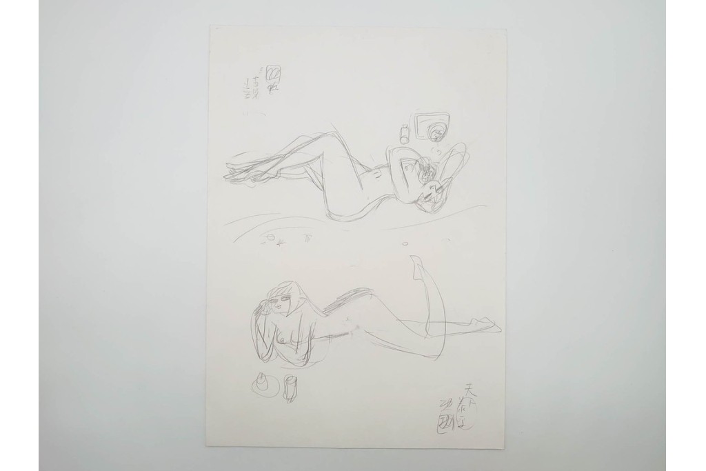 真作　小島功　肉筆　個性豊かな女性像を描いたスケッチ15枚セット　(R-091179)
