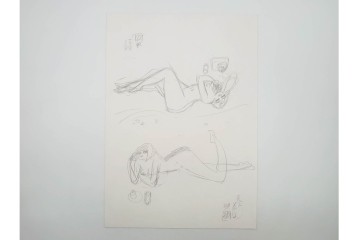 真作　小島功　肉筆　個性豊かな女性像を描いたスケッチ15枚セット　(R-091179)