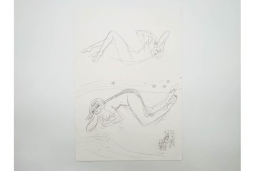 真作　小島功　肉筆　個性豊かな女性像を描いたスケッチ15枚セット　(R-091179)