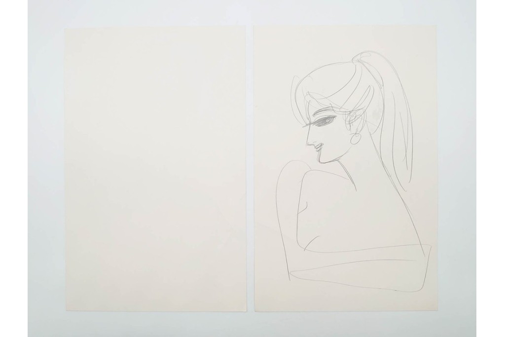 真作　小島功　肉筆　個性豊かな女性像を描いたスケッチ15枚セット　(R-091179)