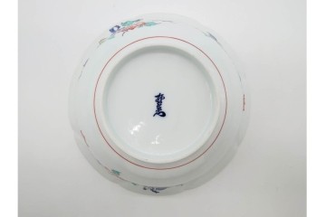十三代 酒井田柿右衛門　有田焼　錦　牡丹文を描いた上品な菓子器　共箱付き　(R-091186)