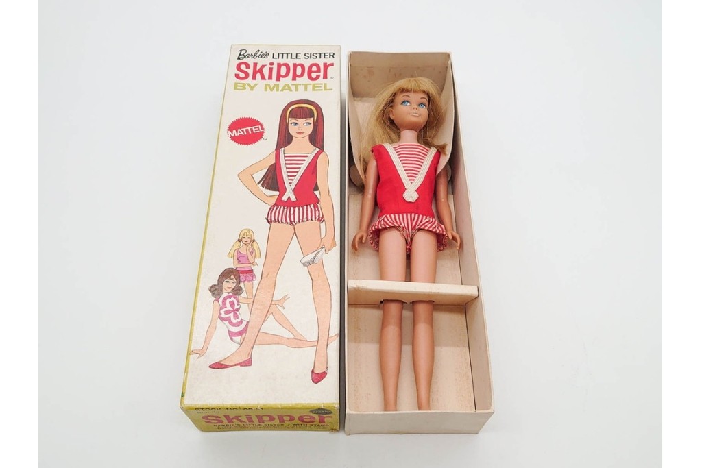 ヴィンテージ　マテル社(Mattel)　Barbie(バービー)　スキッパーの箱付き人形1点と空箱3点(うち1点はフランシー人形の空箱)のセット　(R-091187)