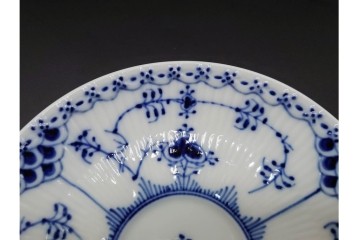 デンマーク製　ROYAL COPENHAGEN(ロイヤルコペンハーゲン)　ブルーフルーテッド　ハーフレース　ティーカップ&ソーサー6客セット　定価(6客合計)17万8200円　(R-091190)
