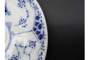 デンマーク製　ROYAL COPENHAGEN(ロイヤルコペンハーゲン)　ブルーフルーテッド　ハーフレース　ティーカップ&ソーサー6客セット　定価(6客合計)17万8200円　(R-091190)