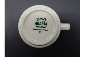 フィンランド　ARABIA(アラビア)　アネモネ・ロスマリン・サーラ　北欧らしい大胆な絵柄と色使いを楽しむカップ&ソーサー・シュガーポット・プレート2枚セット　(R-091194)