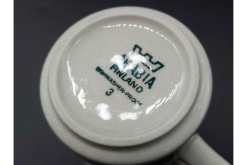 フィンランド　ARABIA(アラビア)　アネモネ・ロスマリン・サーラ　北欧らしい大胆な絵柄と色使いを楽しむカップ&ソーサー・シュガーポット・プレート2枚セット　(R-091194)