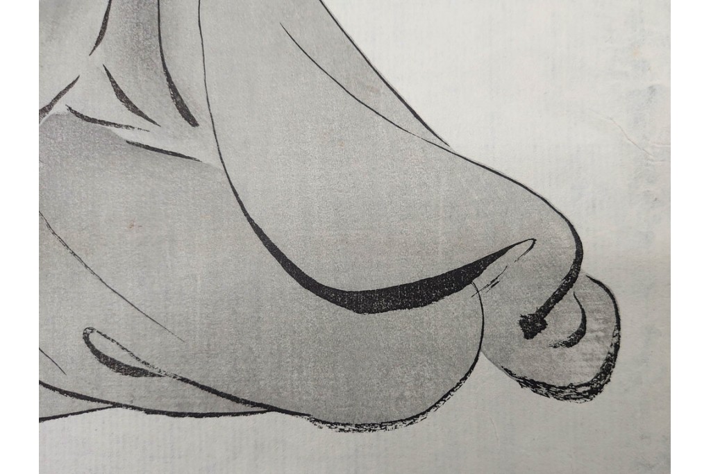 真作　神保朋世　「芭蕉翁之図」　松尾芭蕉を描いた木版画　(R-091198)