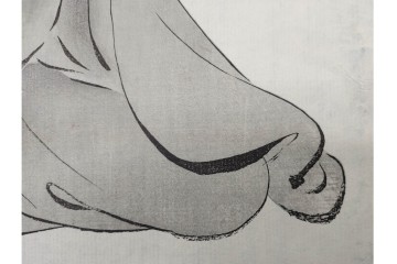 真作　神保朋世　「芭蕉翁之図」　松尾芭蕉を描いた木版画　(R-091198)