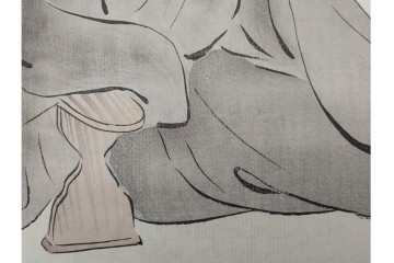 真作　神保朋世　「芭蕉翁之図」　松尾芭蕉を描いた木版画　(R-091198)