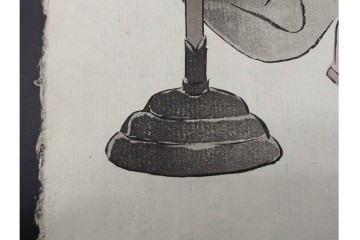 真作　神保朋世　「芭蕉翁之図」　松尾芭蕉を描いた木版画　(R-091198)